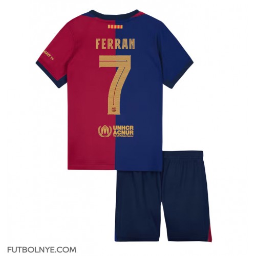 Camiseta Barcelona Ferran Torres #7 Primera Equipación para niños 2024-25 manga corta (+ pantalones cortos)